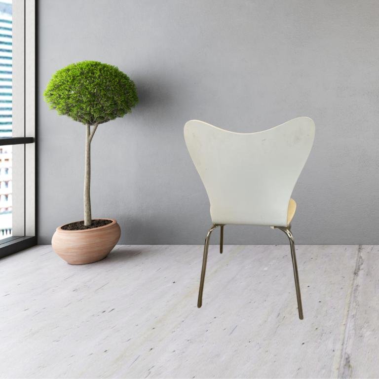 West Elm Chrome & white Designer Chair