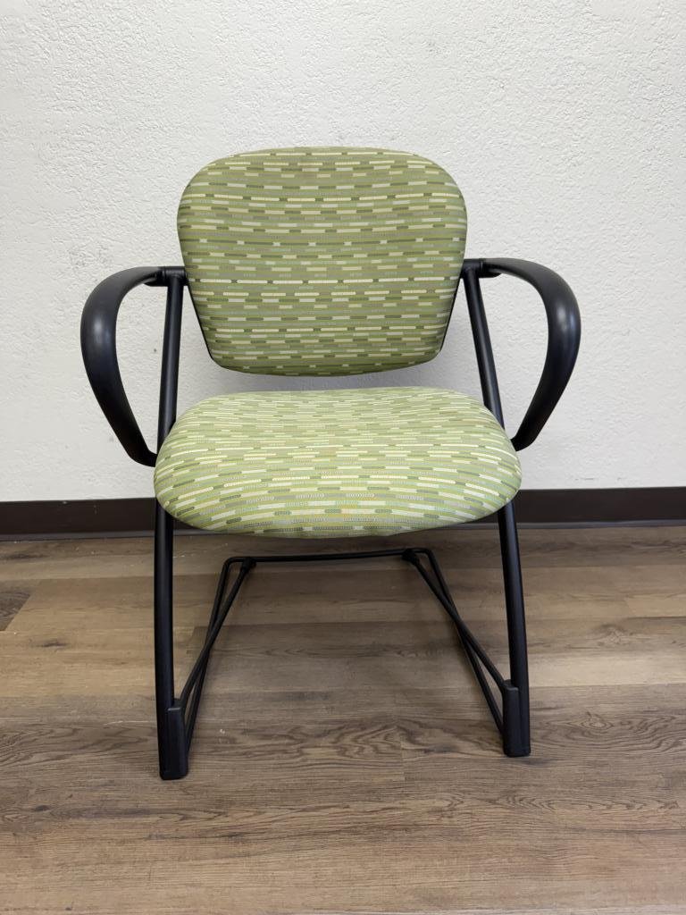 Steelcase Black Sled Base Green Guest Chair