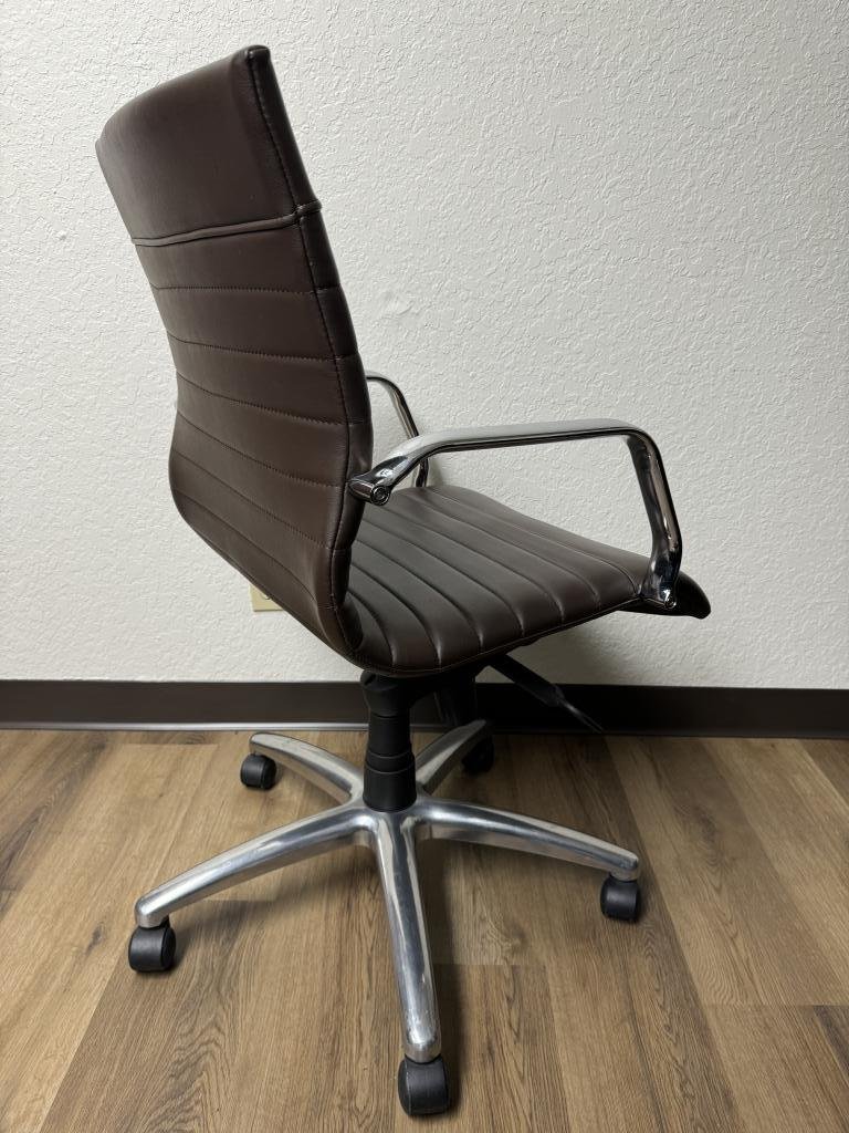 Compel brown vinyl chrome chairs