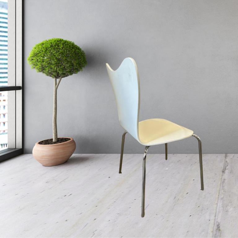 West Elm Chrome & white Designer Chair
