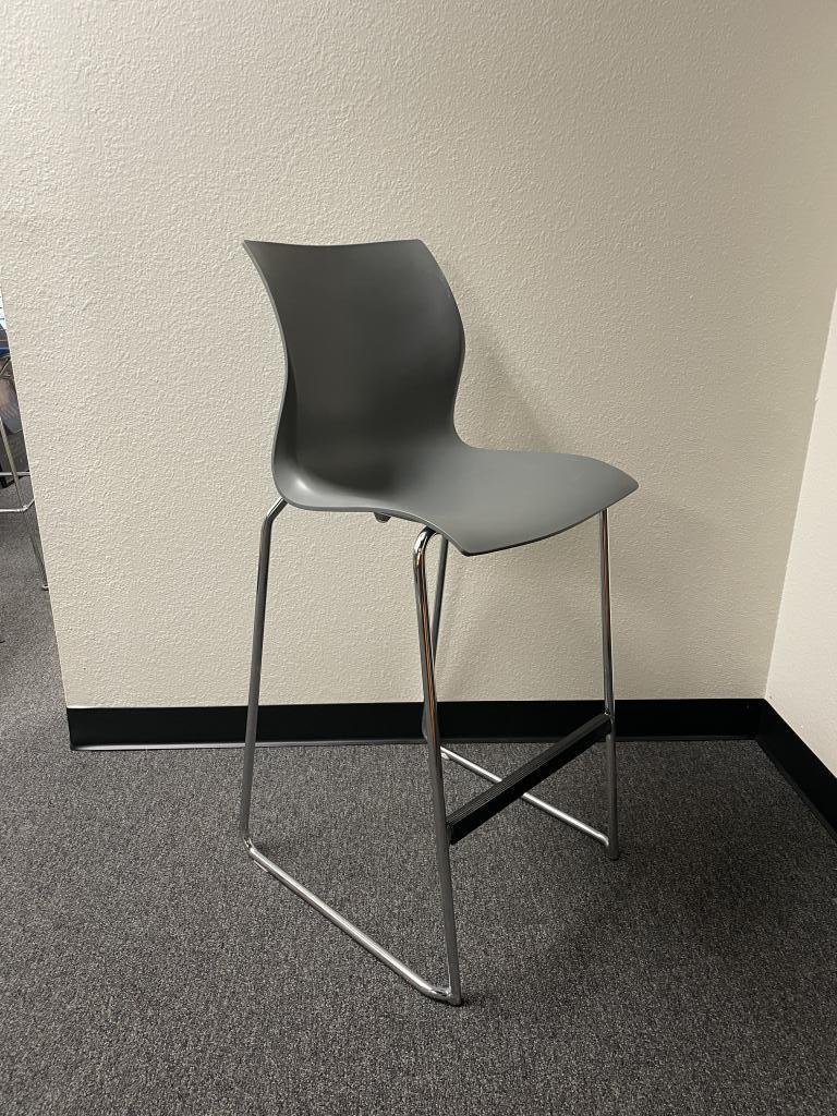 Teknion Grey Barstool with Steel Base