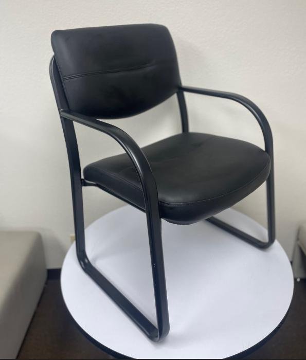Boss Leather Sled Base Side Chair W/ Arms