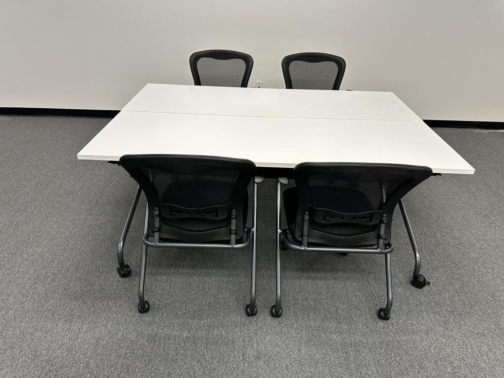 OFS 6x4 foot white mobile conference table