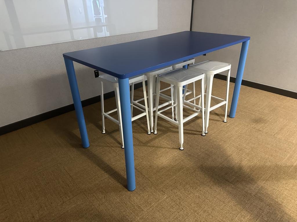 Poppin 8x3ft. Bar Height Blue Table