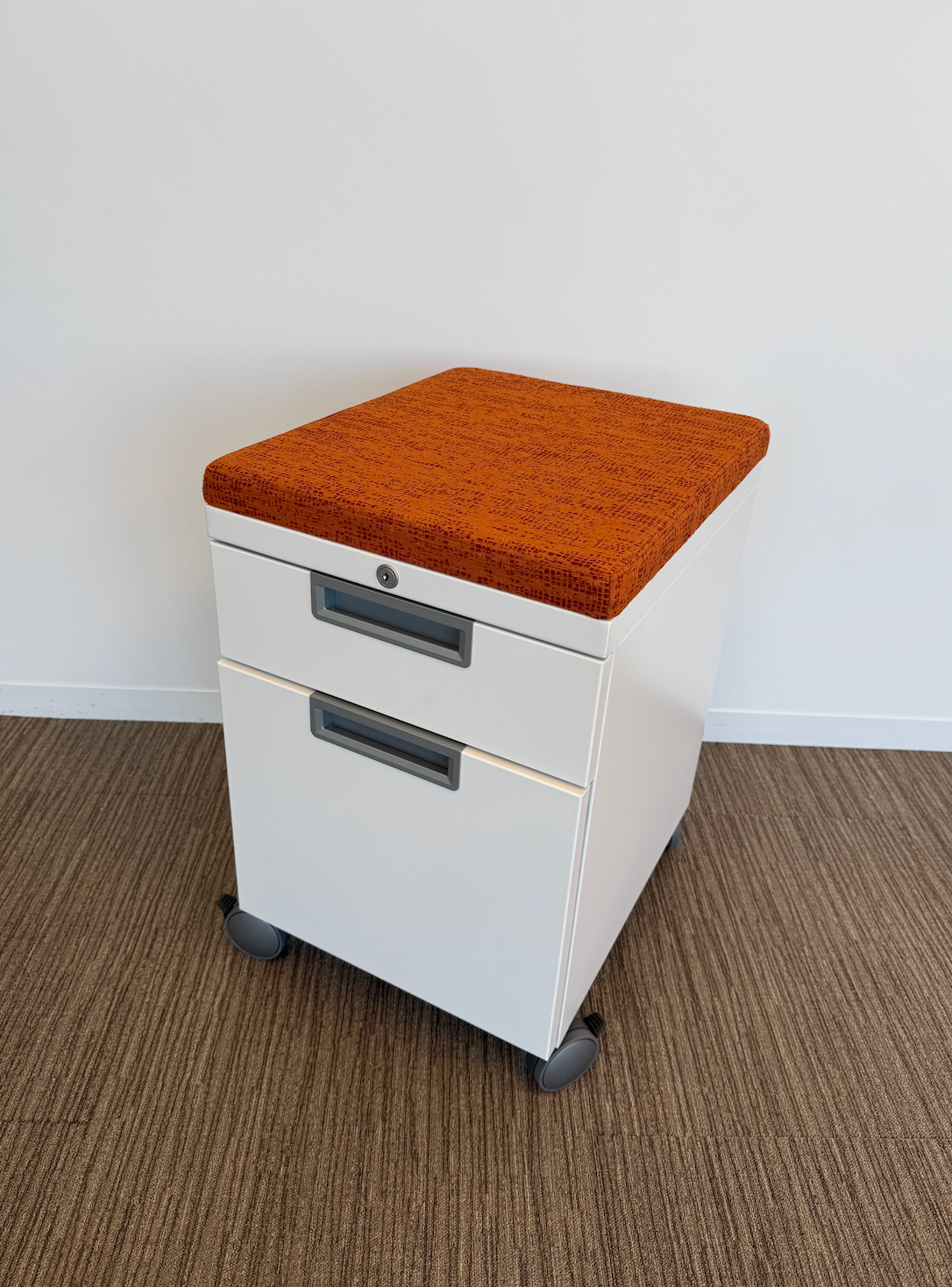 White BF Peds with Orange Cushion