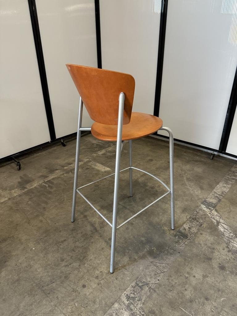 Leeland Veneer Stool With Swivel & Steel Base
