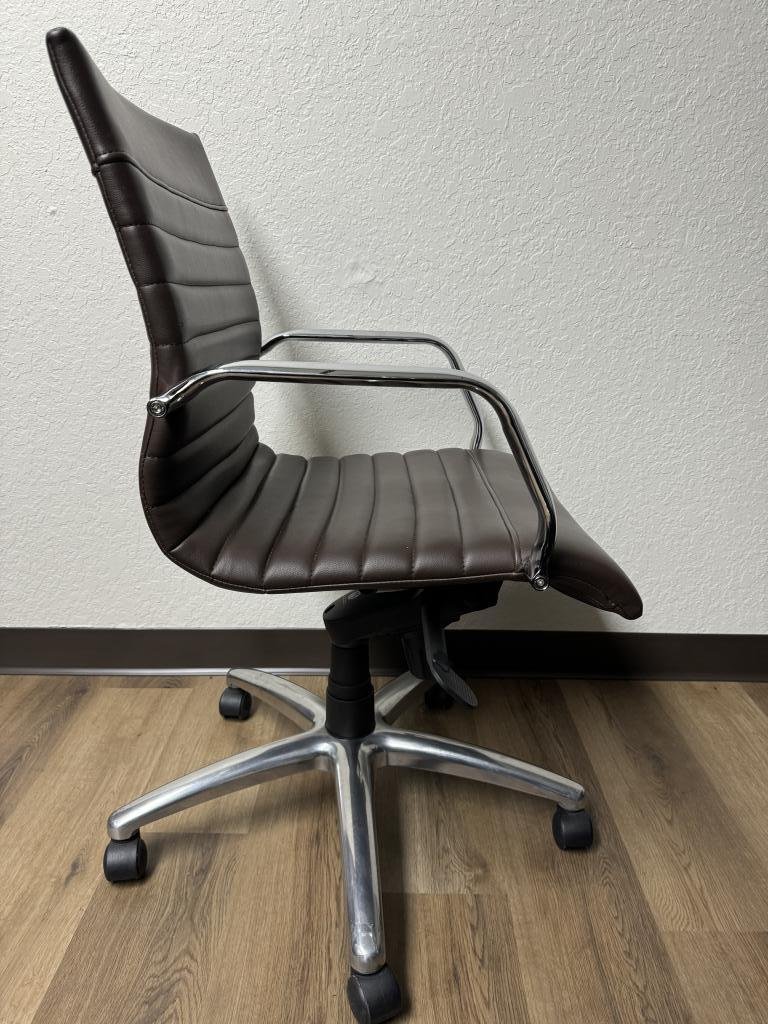 Compel brown vinyl chrome chairs