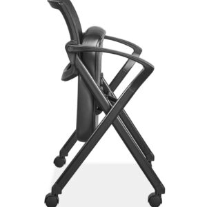 Modern Mesh Back With Vinyl Seat & Arms Commercial Nesting Chair Grey or Black