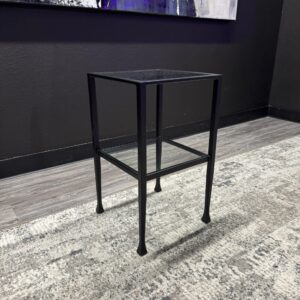 OFS 13”x13”x22.5H Glass and Steel Frame End Table