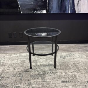 OFS 24”H x 24” Round Steel and Glass Top End Table