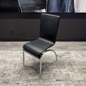 OFS Black Leather and Chrome Legs Guest Chair