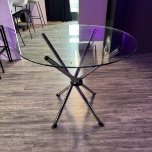 OFS Minimalist Glass and Chrome Legs Round Table