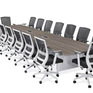 Manhattan Modern Powered 16'x4' Conference Steel Frame Driftwood Top