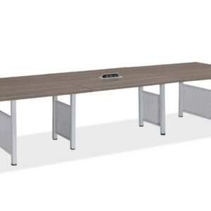 Manhattan Modern Powered 12'x4' Conference Steel Frame Driftwood Top