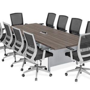 Manhattan Modern Powered 10'x4' Conference Steel Frame Driftwood Top