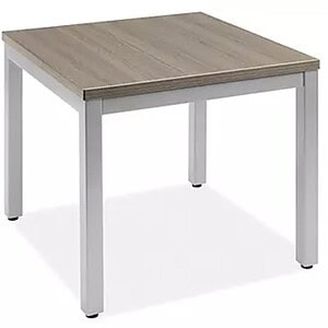 Modern dining table with a wooden top and white legs, ideal for contemporary home interiors.