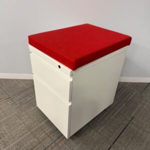 White BF Mobile Pedestal with Red Cushion