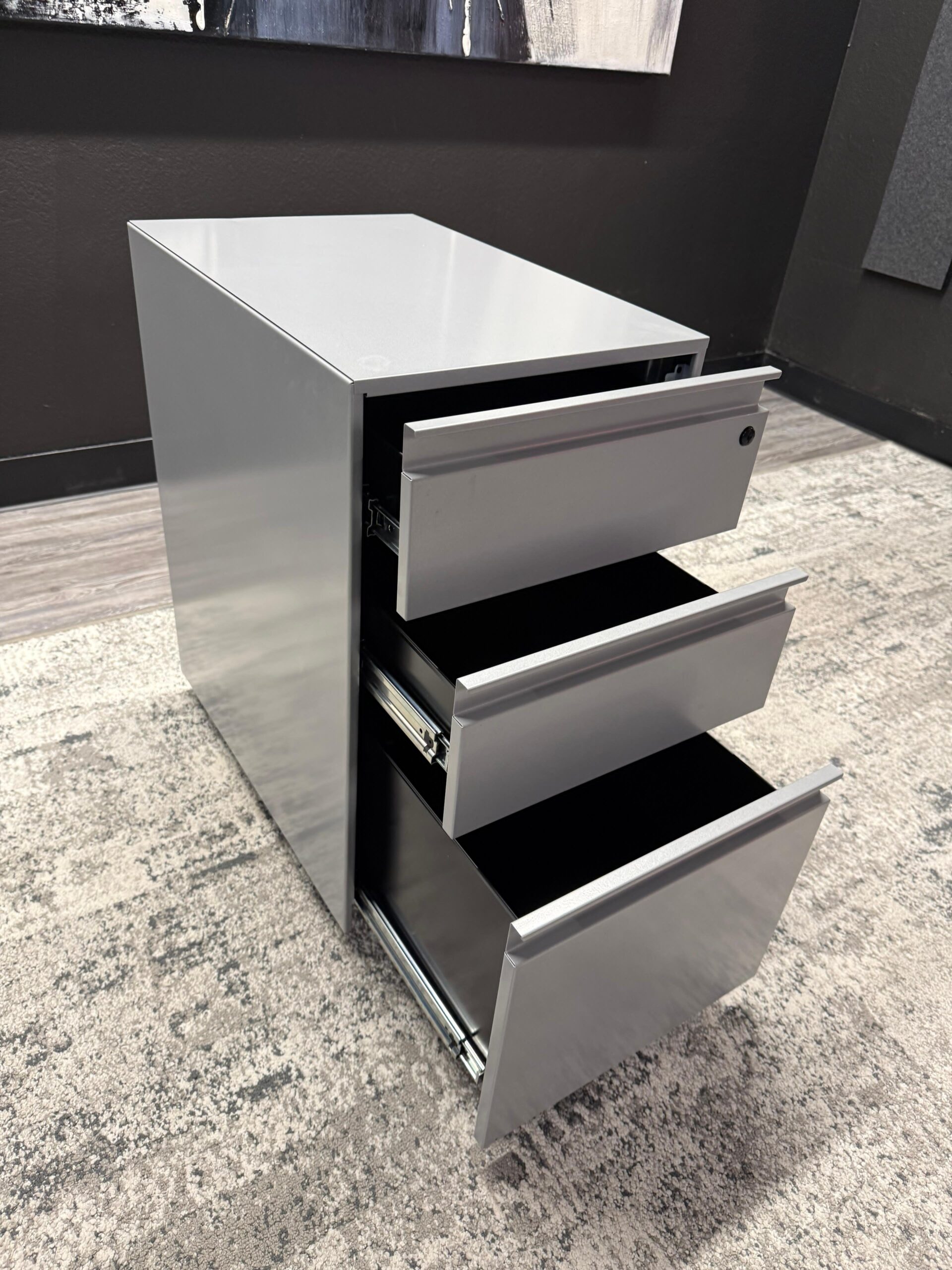 Silver mobile BBF storage pedestal 22” deep