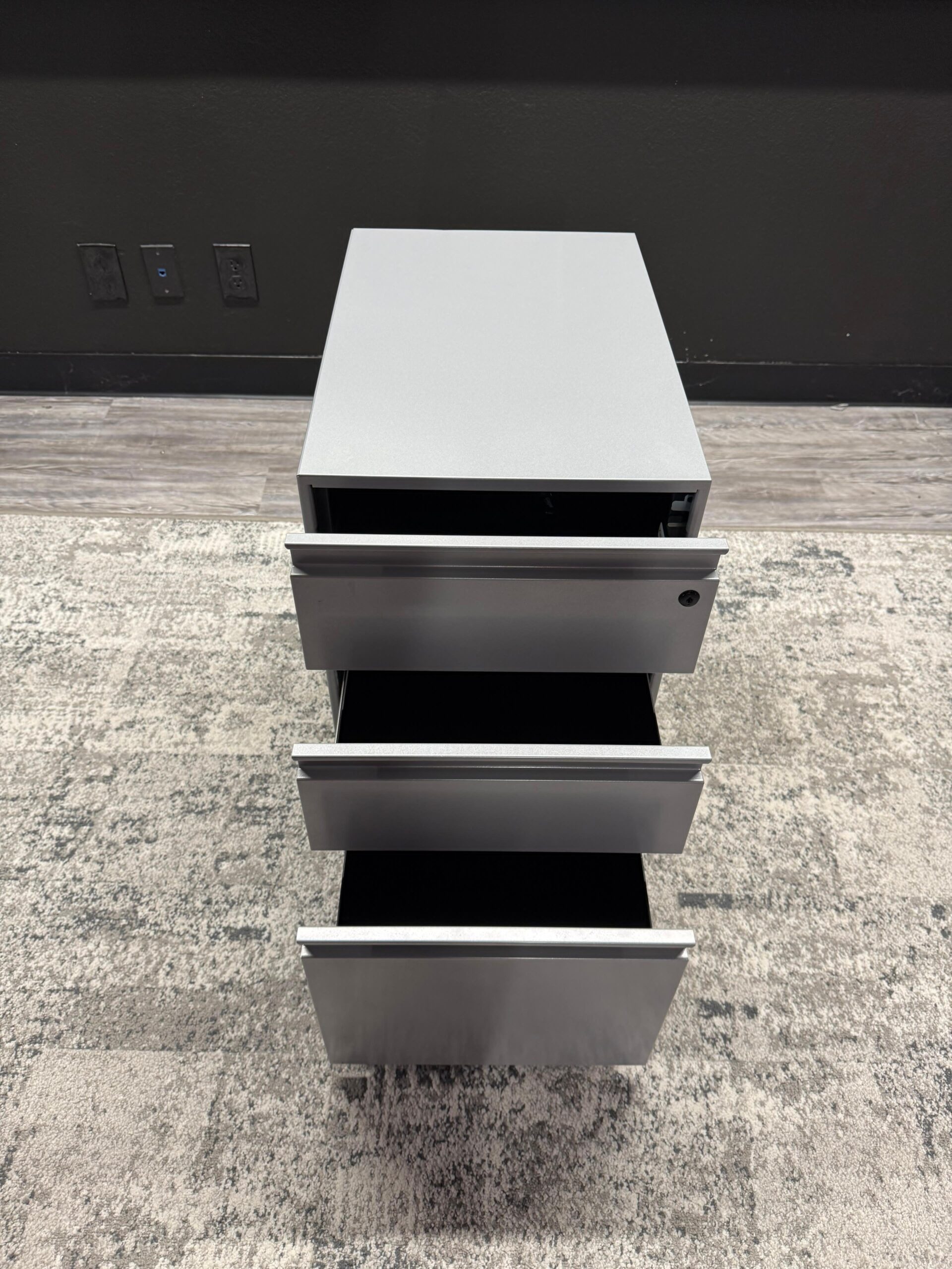 Silver mobile BBF storage pedestal 22” deep