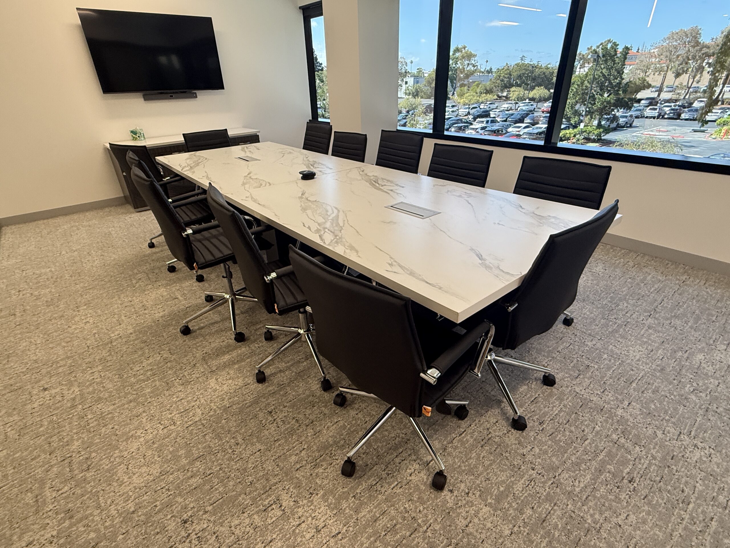 Refurbished like new Steelcase Payback Borghini Marble table black base ANY SIZE or COLOR
