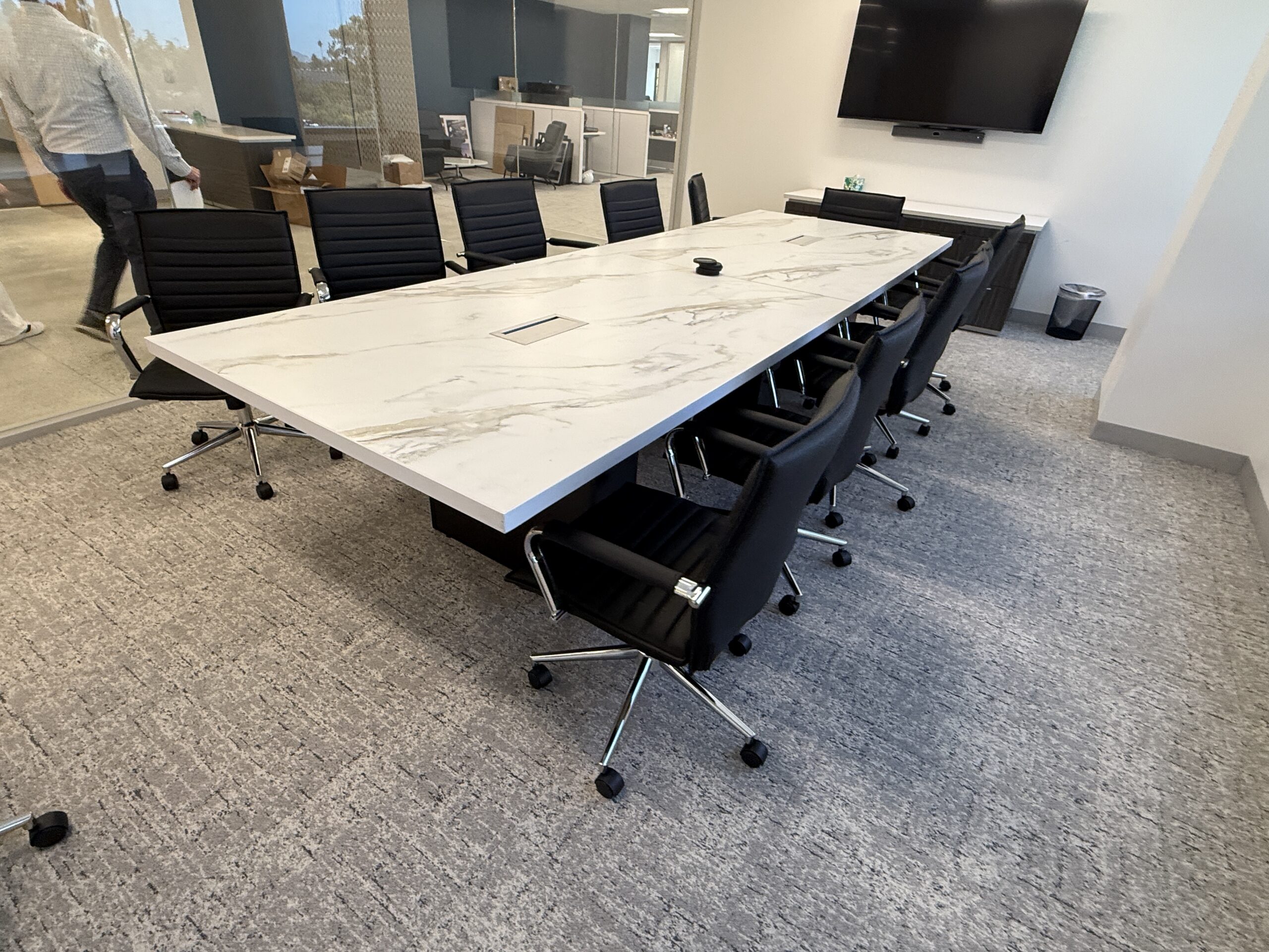 Refurbished like new Steelcase Payback Borghini Marble table black base ANY SIZE or COLOR