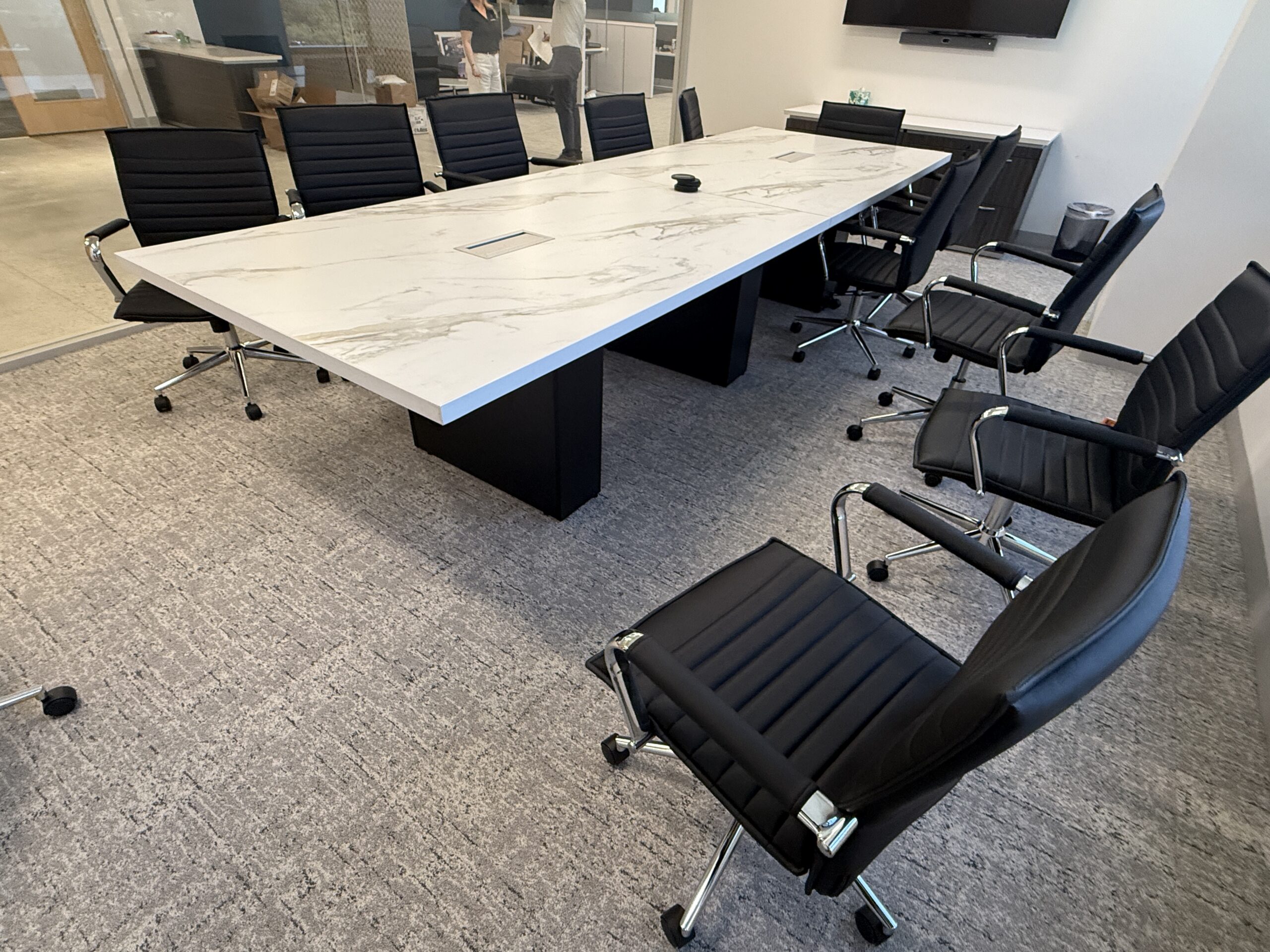 Refurbished like new Steelcase Payback Borghini Marble table black base ANY SIZE or COLOR