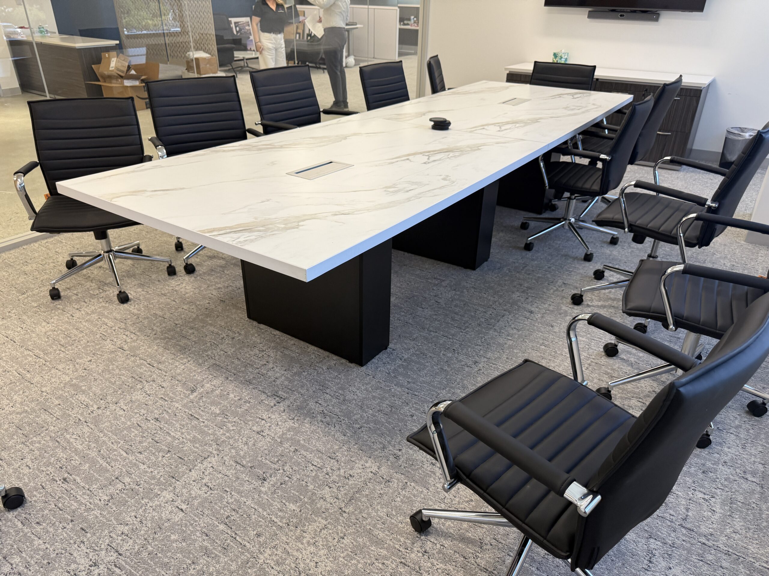 Refurbished like new Steelcase Payback Borghini Marble table black base ANY SIZE or COLOR