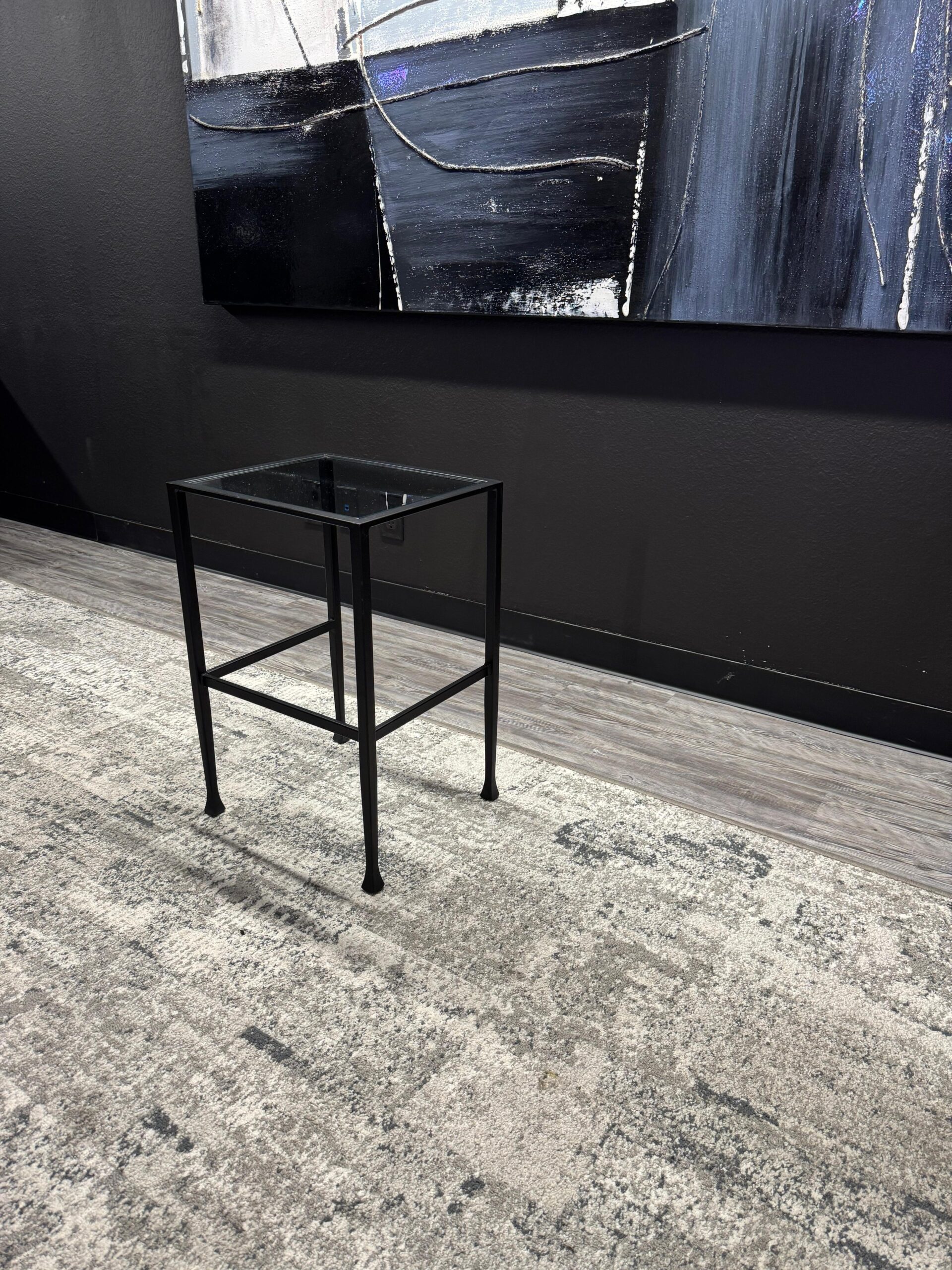 OFS 13”x13”x22.5H Glass and Steel Frame End Table