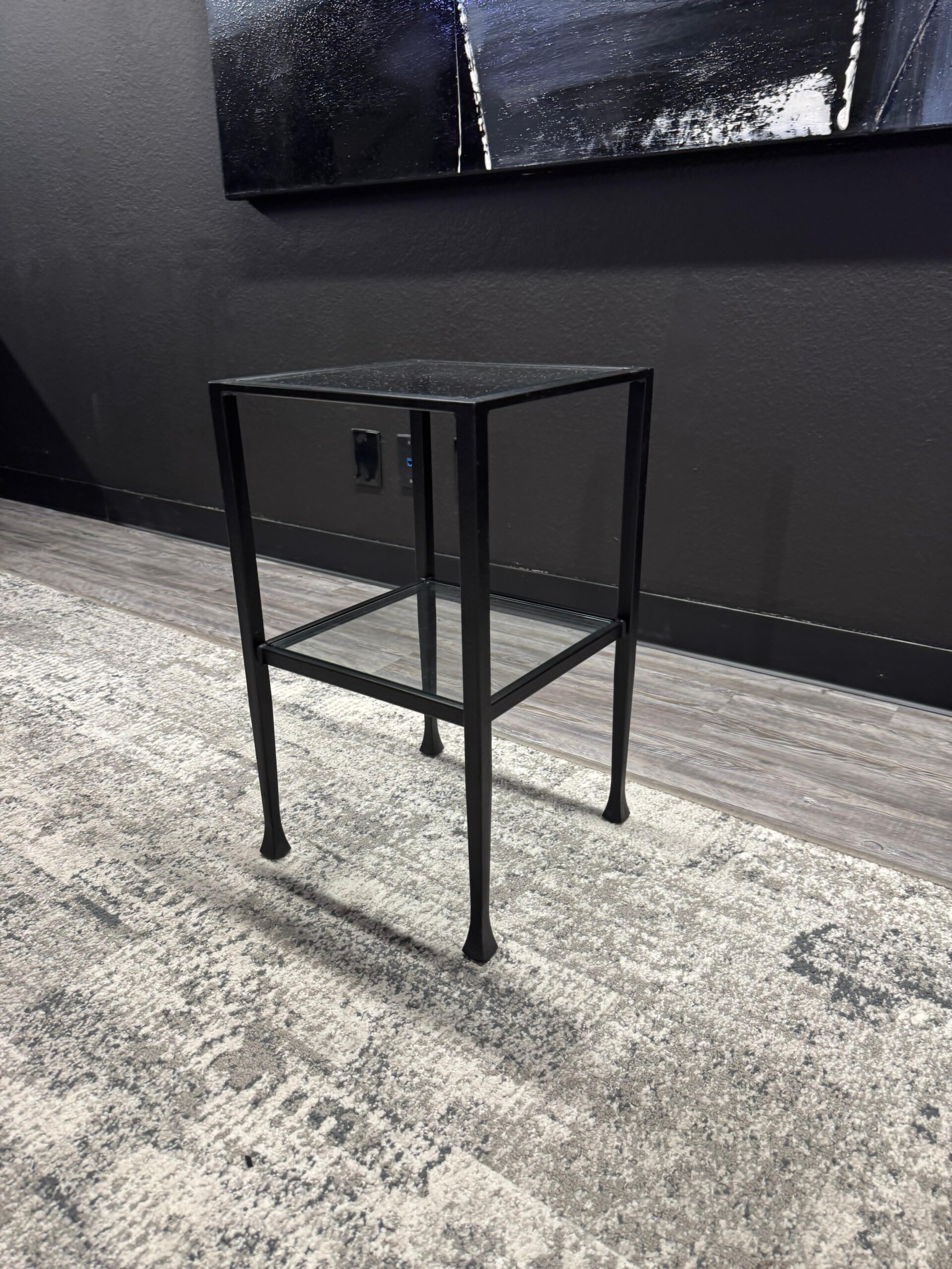 OFS 13”x13”x22.5H Glass and Steel Frame End Table