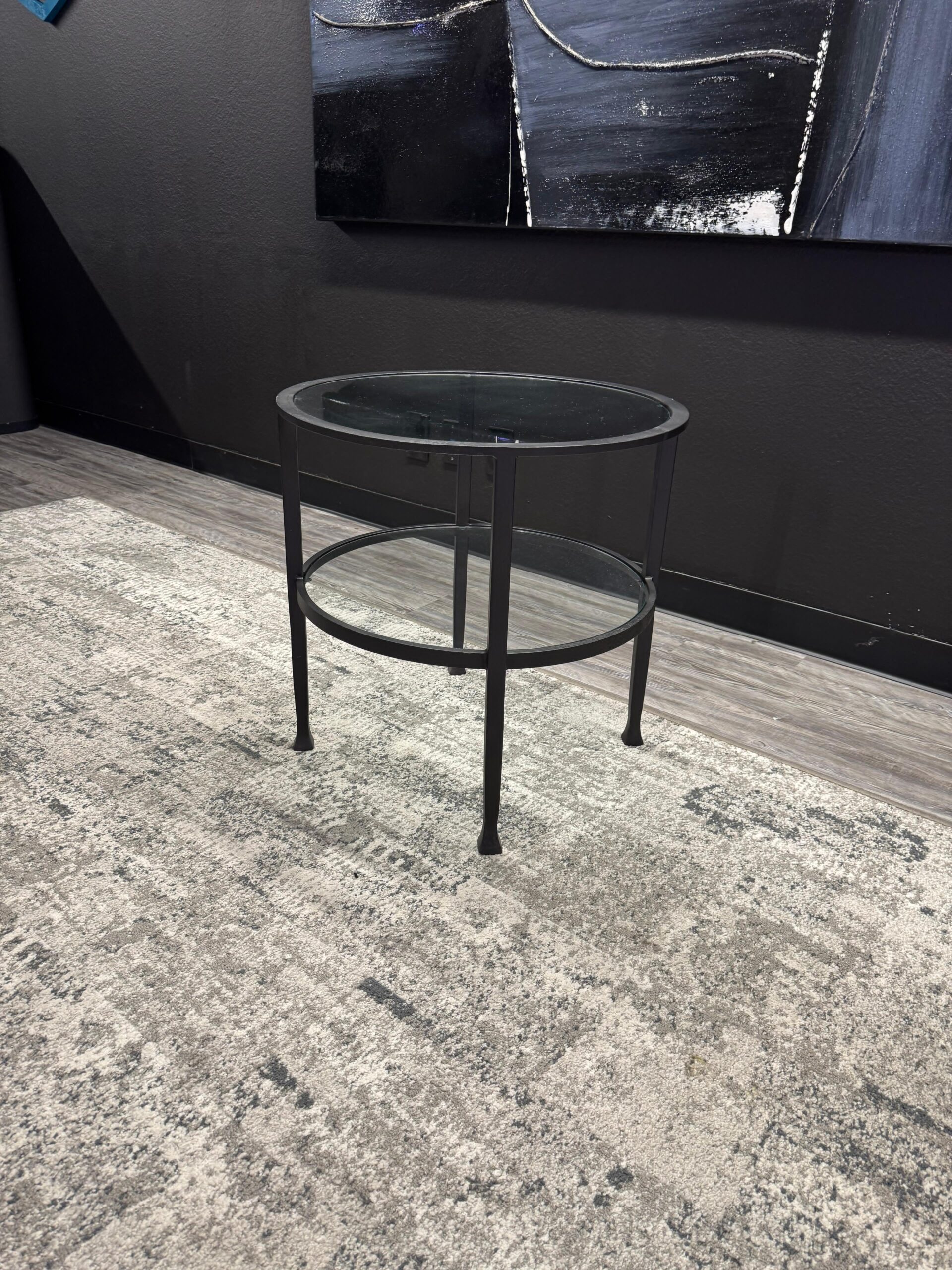 OFS 24”H x 24” Round Steel and Glass Top End Table