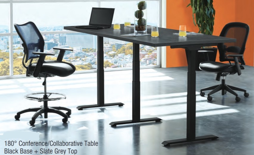 180 Degree Height Adjustable Conference Collaboration Table with Interchangeable Tops