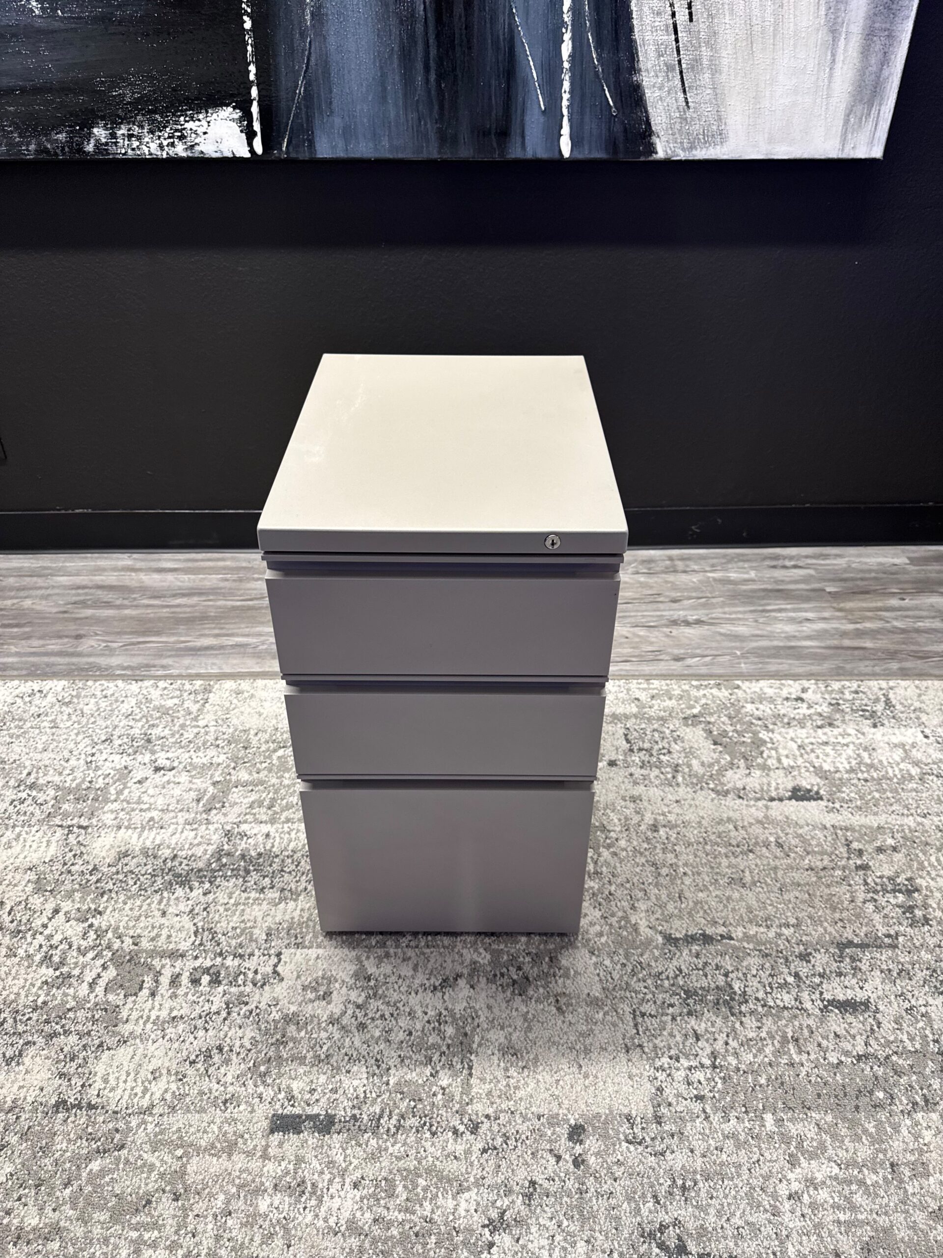 White BF Mobile Pedestals 3 Shelves