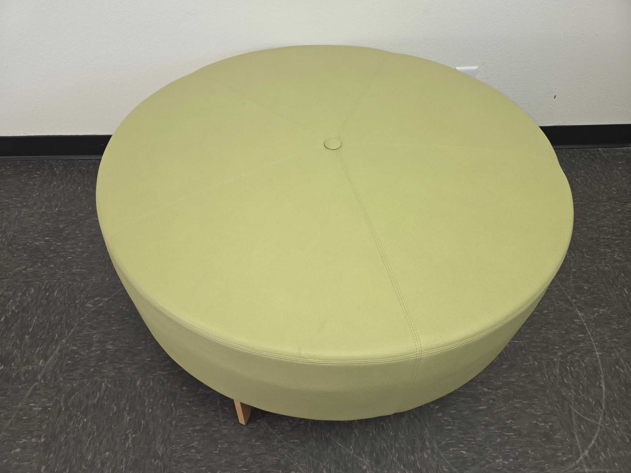 Global Light Green Leather Ottoman with Wod Legs 42"Wx17"T