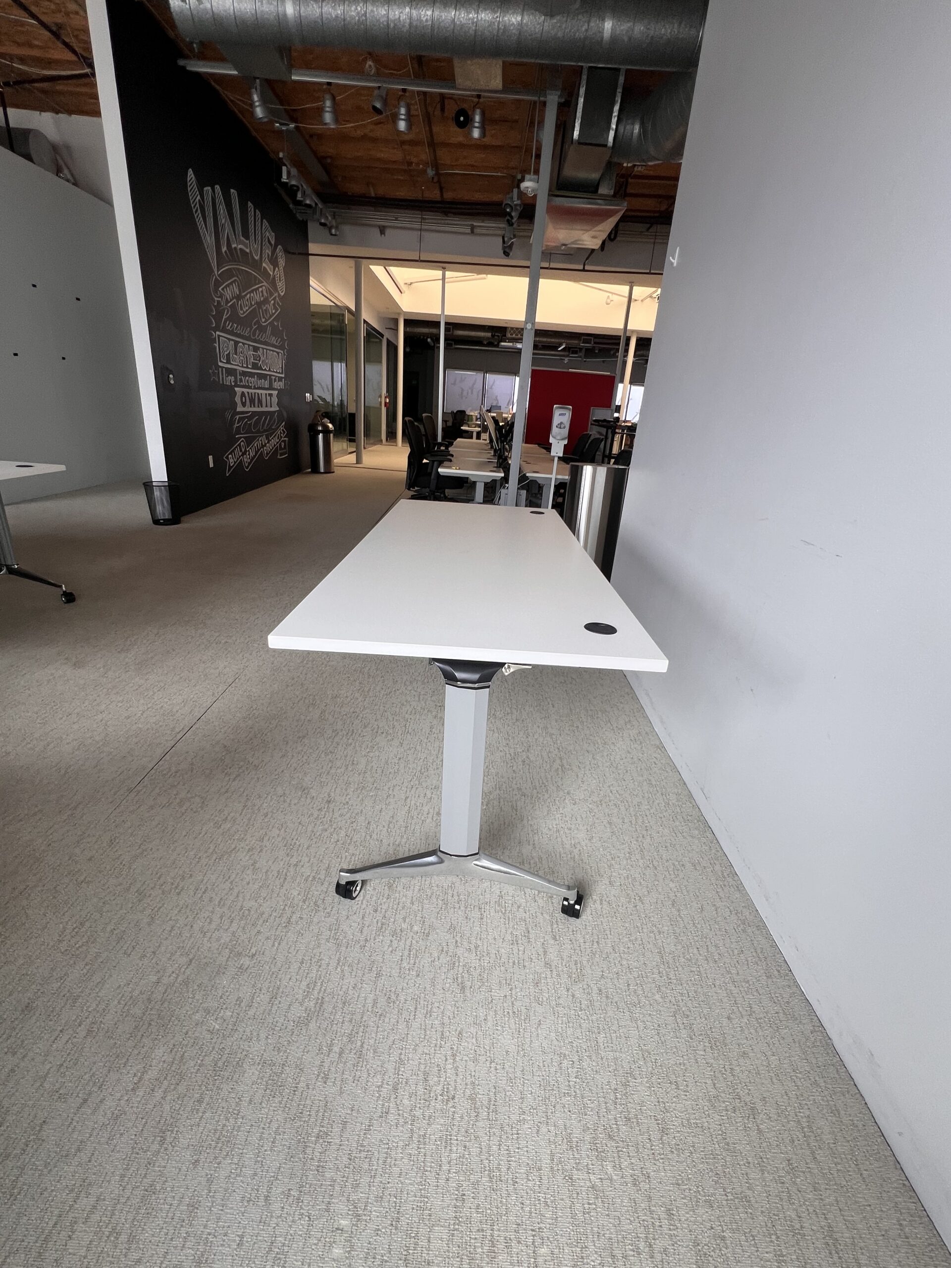 OFS Chrome Base Nesting Tables With locking Casters White 72"x30" Top