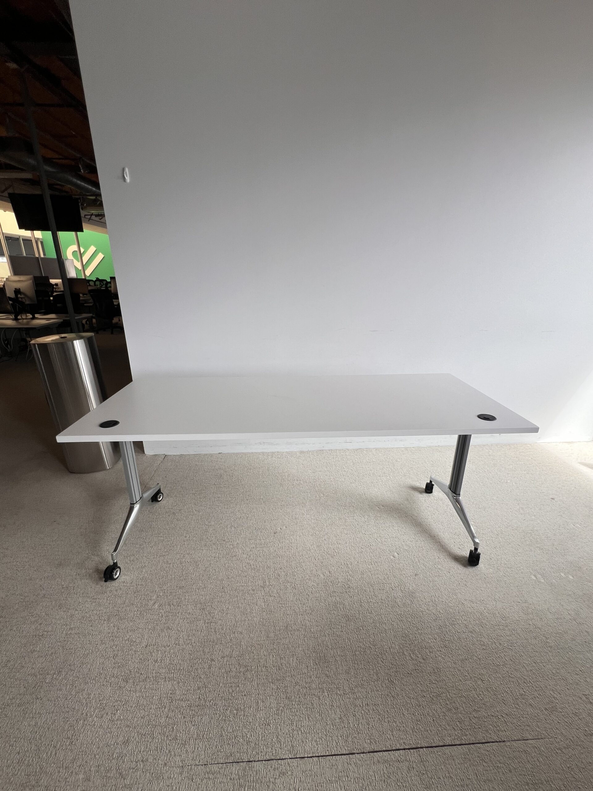 OFS Chrome Base Nesting Tables With locking Casters White 72"x30" Top