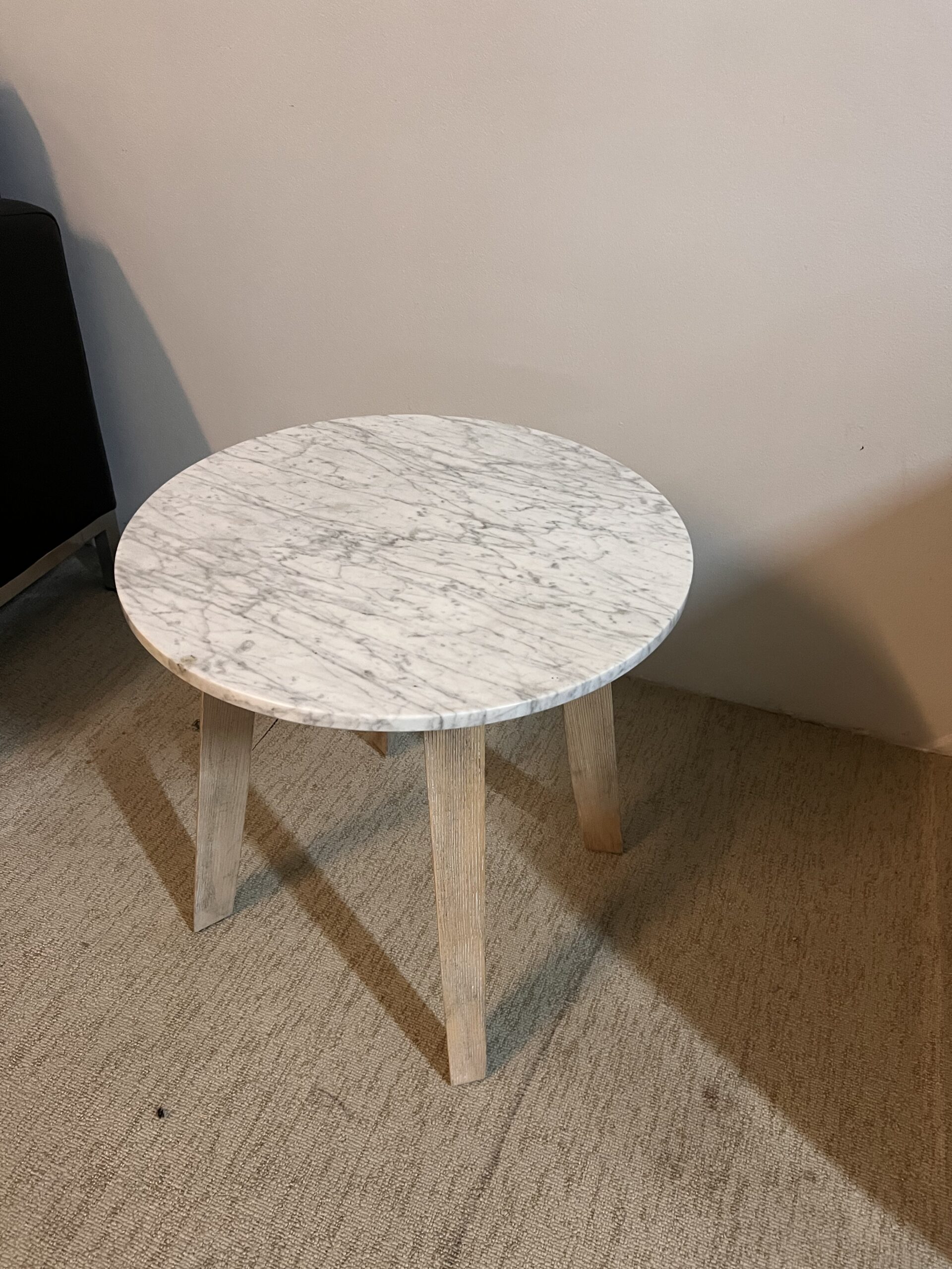 Herman Miller Marble Occasional Table with Wood Legs 20"Wx20"T