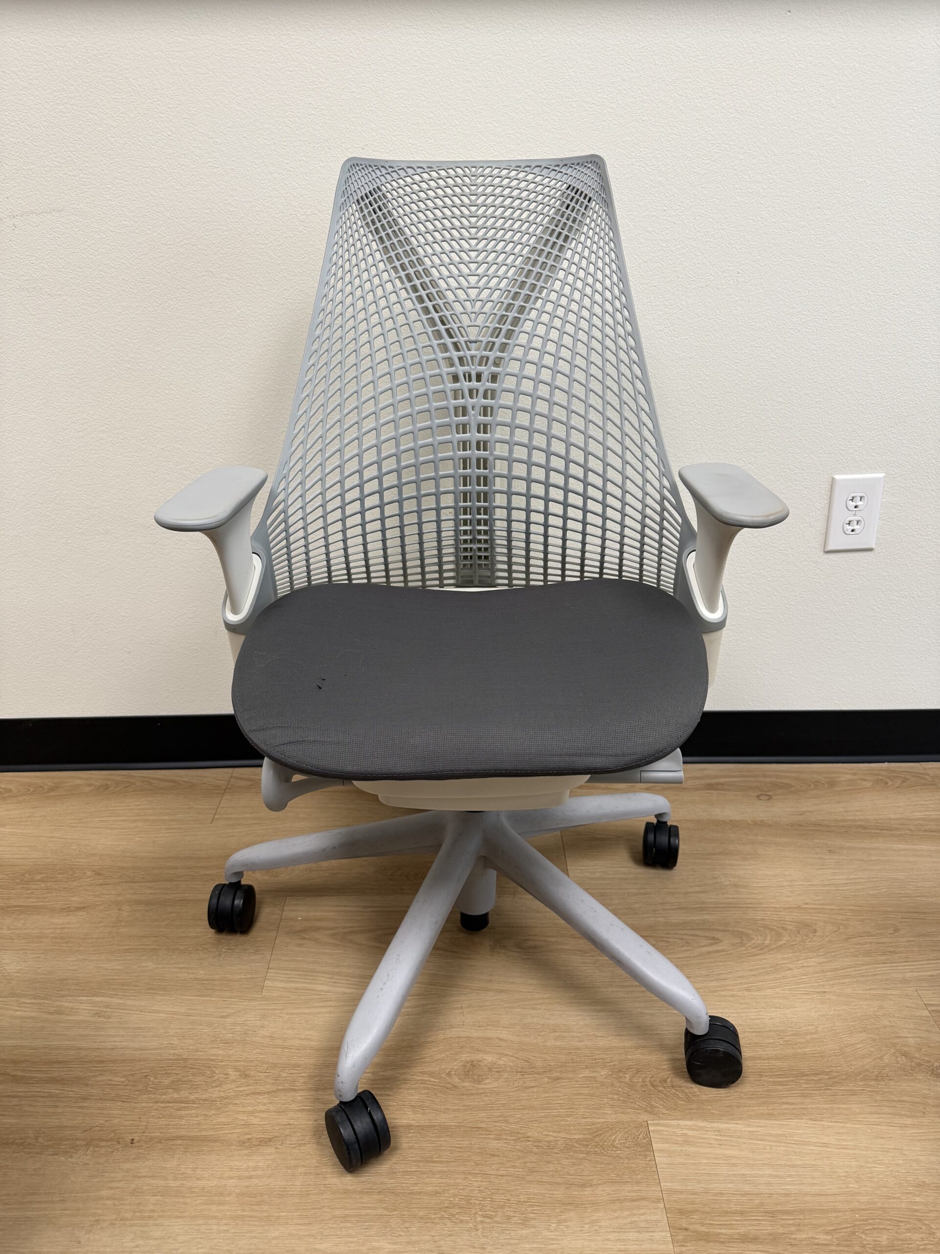 Herman Miller Sayl Chair White Frame Grey Seat Fully Loaded