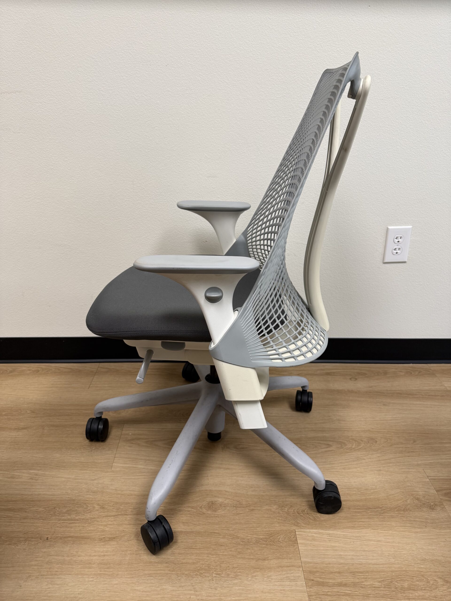 Herman Miller Sayl Chair White Frame Grey Seat Fully Loaded