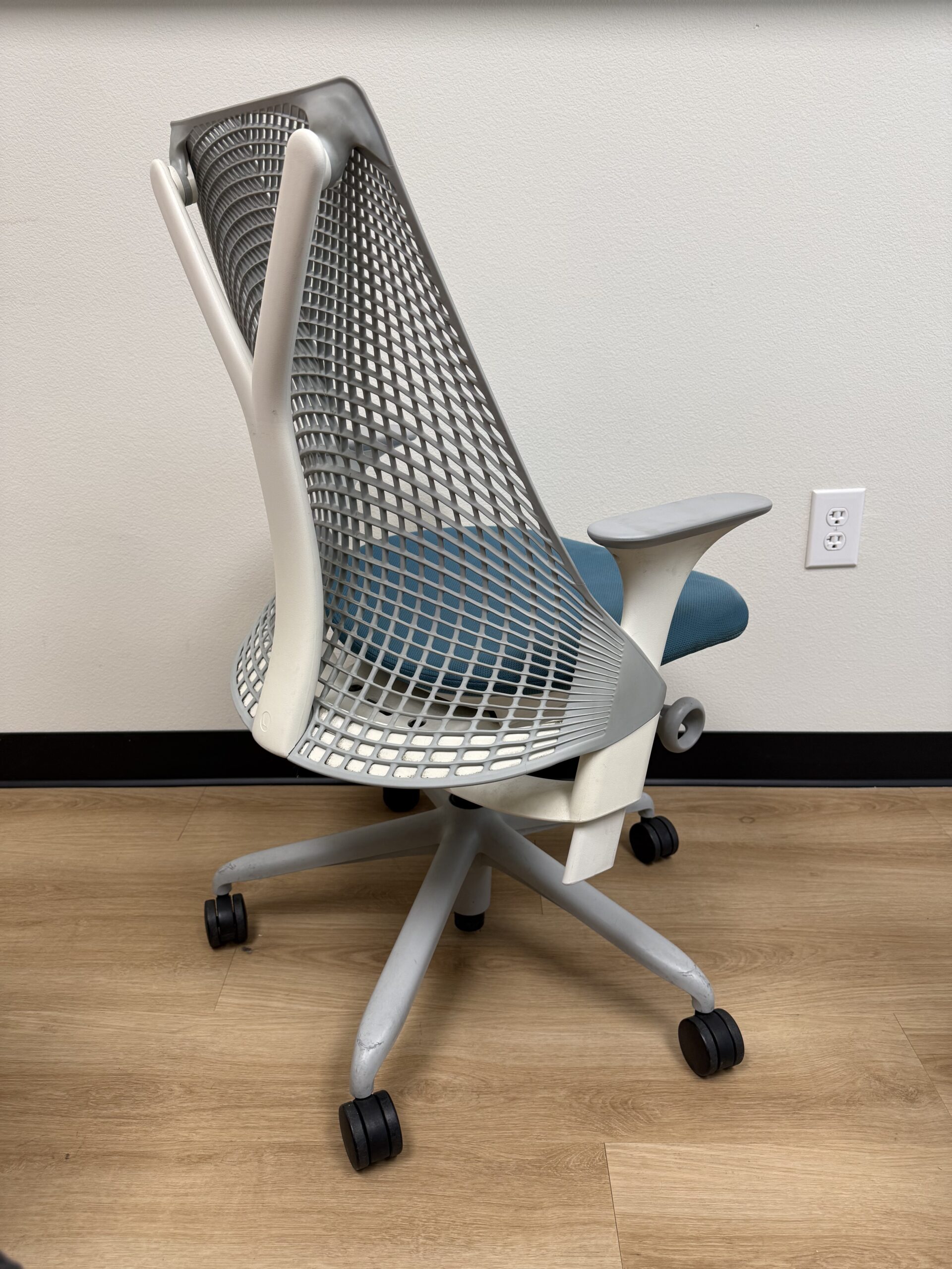 Herman Miller Sayl Chair White Frame Blue Seat Fully Loaded