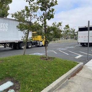Shipping trucks at a distribution center for Cube World USA.