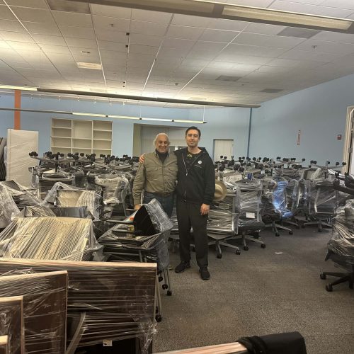 Office space with new desks and chairs at Cube World USA.