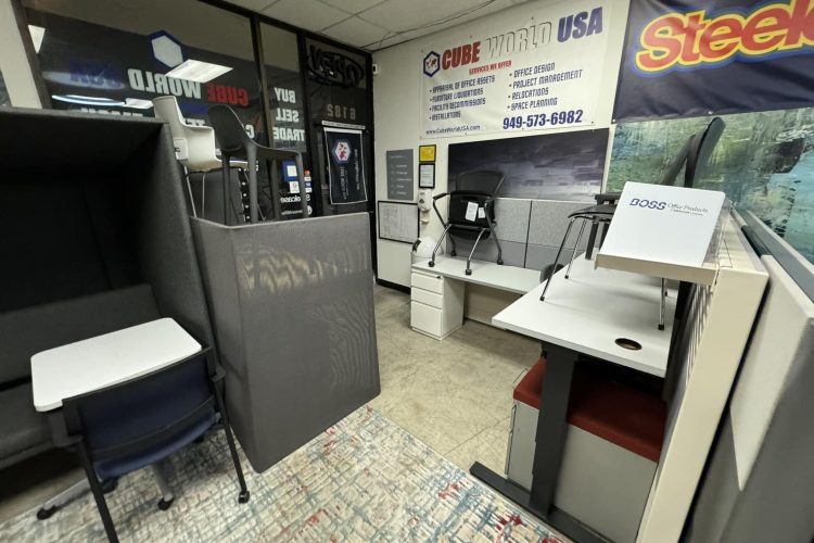 Interior view of Cube World USA showroom showcasing floor plan and design options.