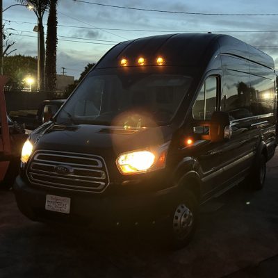 Commercial delivery van for nationwide and international shipping services.
