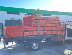 Truck loaded with dock equipment for office relocation at Cube World USA.