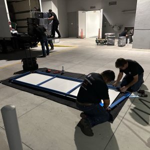 Installation of cube structures at commercial site.