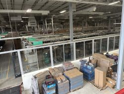Warehouse facility with organized storage for office relocation and decommission projects.