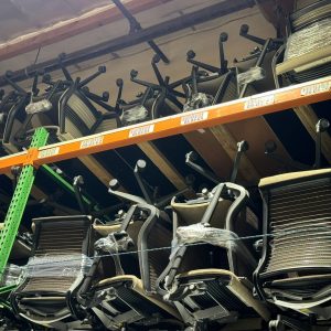 Office chairs ready for professional installation at Cube World USA.