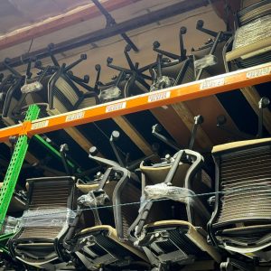 Office chairs ready for professional installation at Cube World USA.