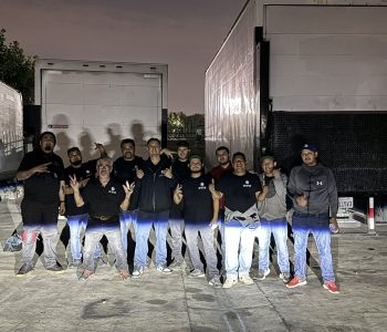 Professional installation team at Cube World USA for custom modular units.