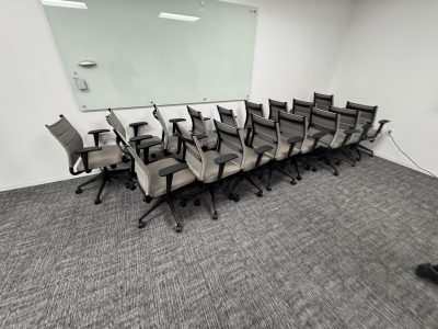 Office meeting room chairs available for rent, ideal for corporate events and conferences.